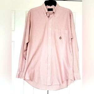 Chaps Ralph Lauren men's shirt Cotton Long Sleeve Red Pin Stripes Size 16 34/35